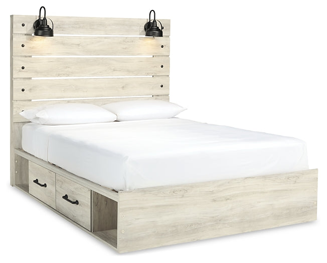 Cambeck Panel Bed With 2 Storage Drawers With Mirrored Dresser And 2 Nightstands