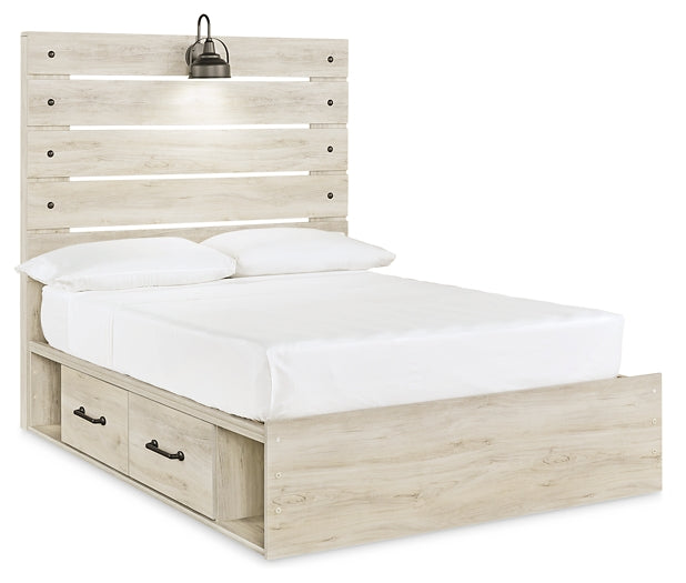 Cambeck Panel Bed With 2 Storage Drawers With Mirrored Dresser And 2 Nightstands