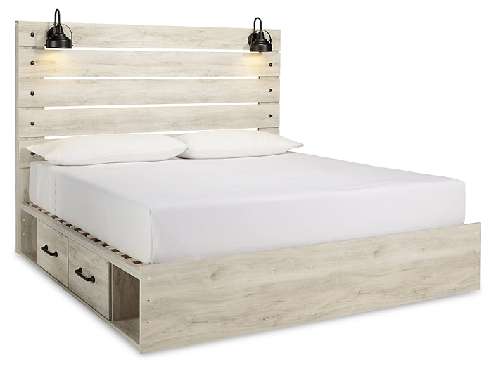 Cambeck Panel Bed With 2 Storage Drawers With Mirrored Dresser And 2 Nightstands