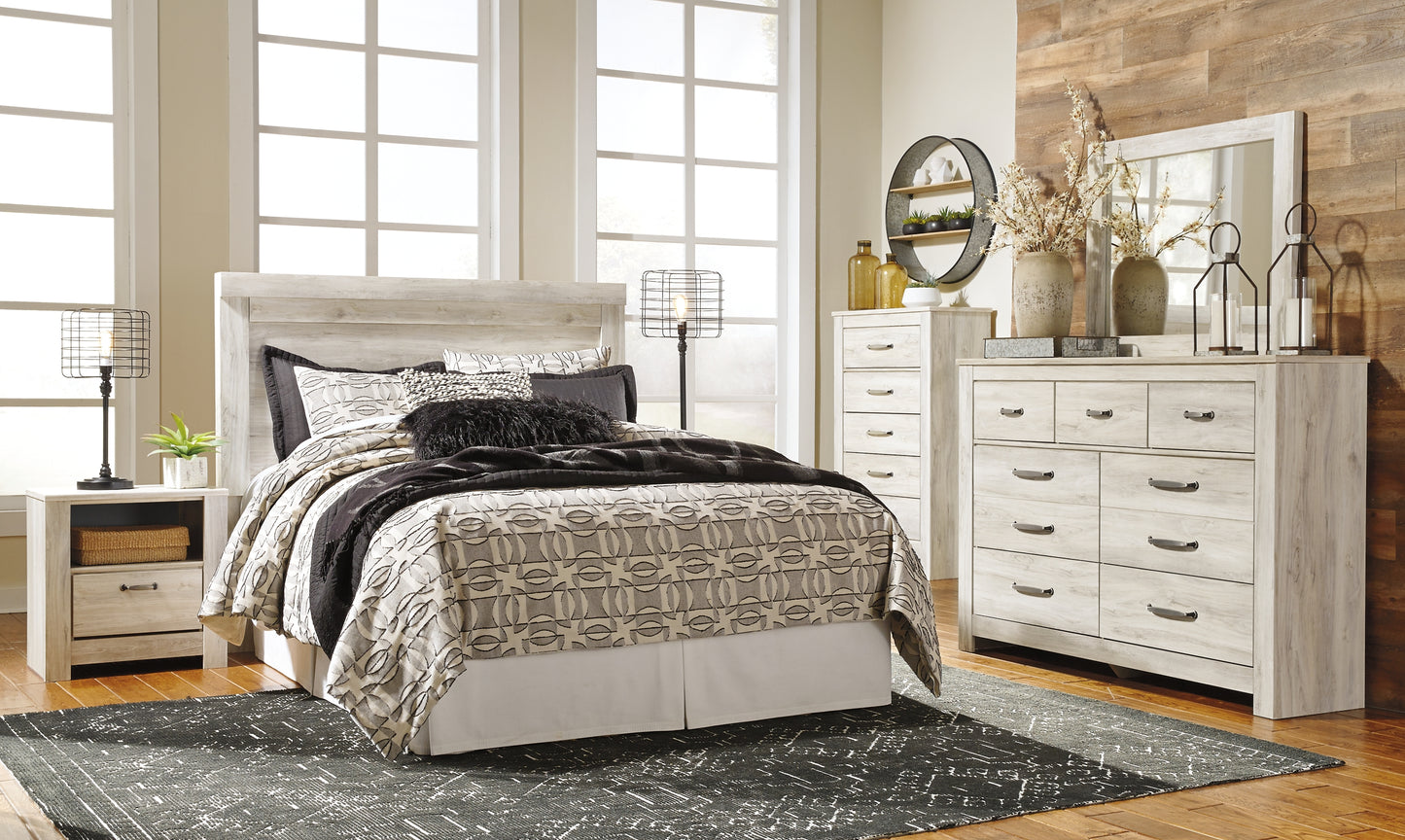 Bellaby Panel Headboard With Mirrored Dresser, Chest And 2 Nightstands