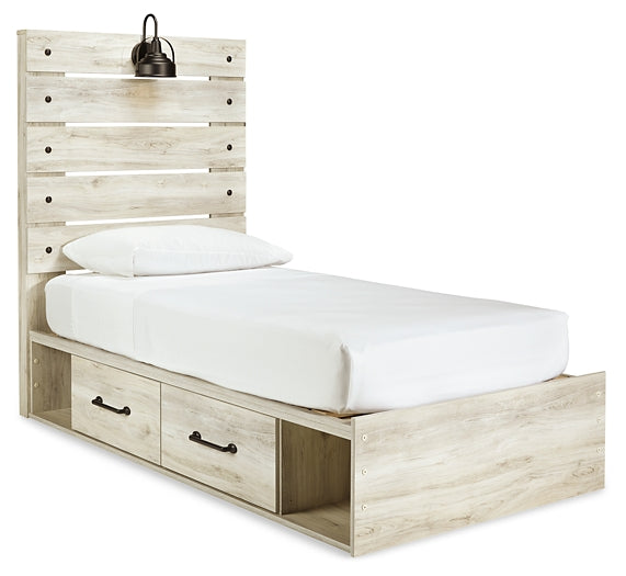 Cambeck Panel Bed With 2 Storage Drawers With Mirrored Dresser And 2 Nightstands