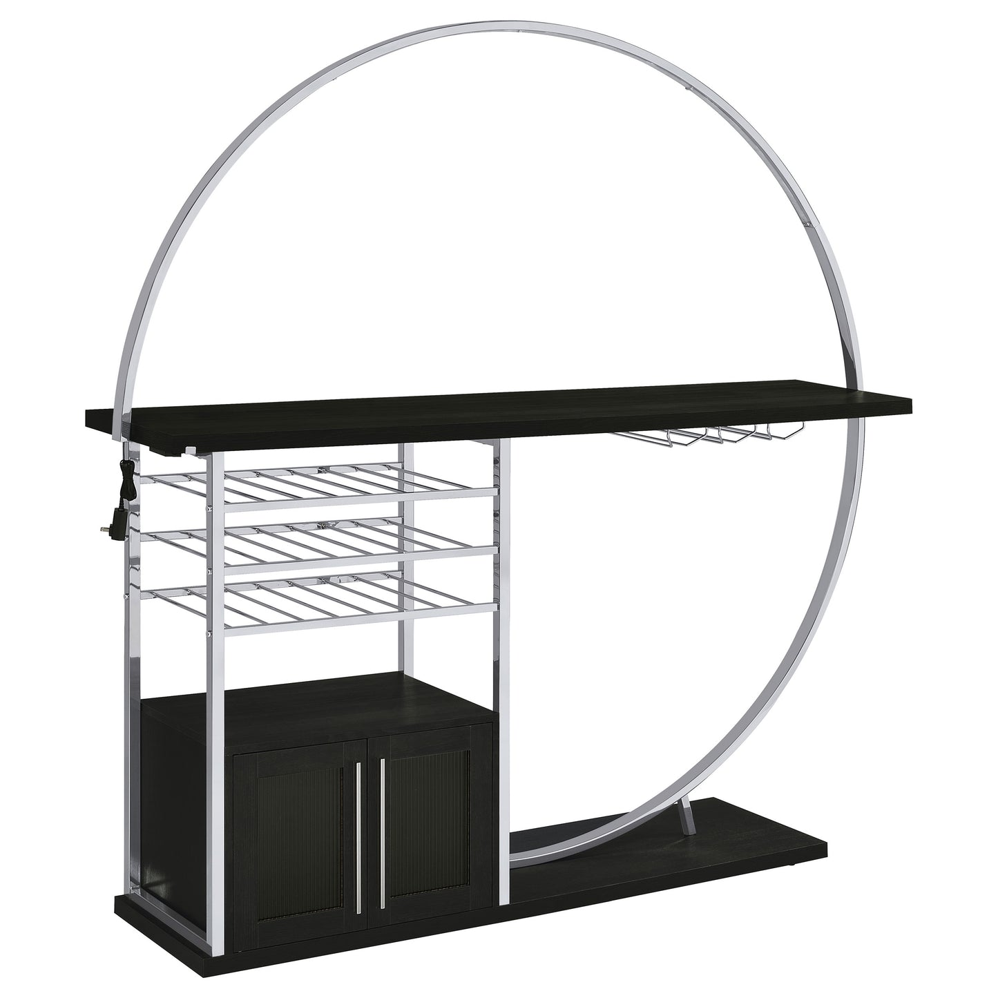 Risley 2-door Circular LED Home Bar with Wine Storage Dark Charcoal