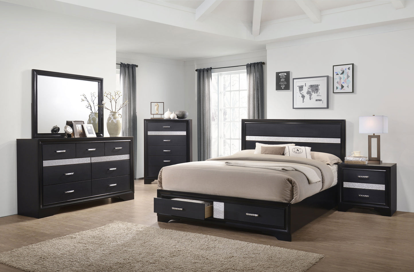 Miranda 3-drawer Nightstand Black