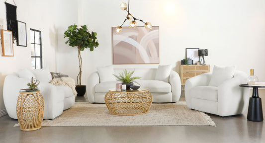 Isabella 3-piece Sherpa Upholstered Sofa Set Natural