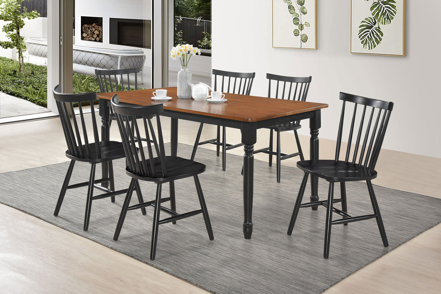 Hollyoak Windsor Spindle Back Dining Side Chairs Black (Set of 2)