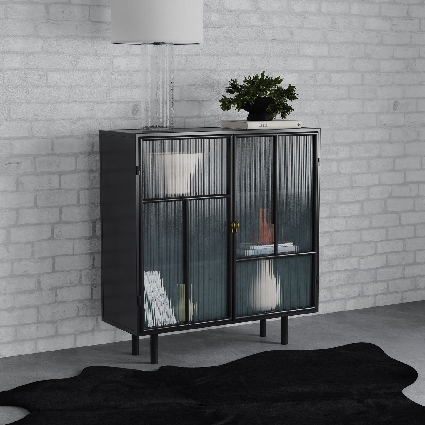 Dalia 2-door Accent Storage Cabinet with Shelving Black