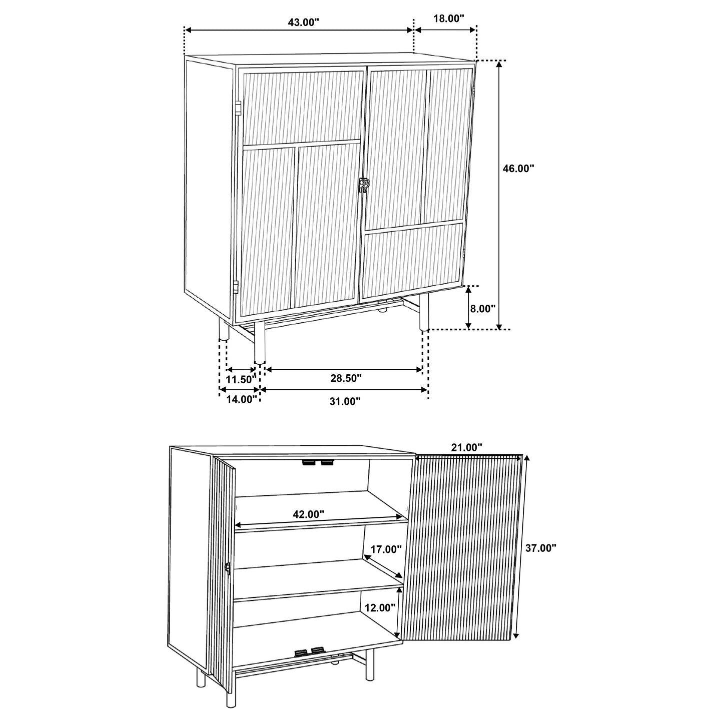 Dalia 2-door Accent Storage Cabinet with Shelving Black