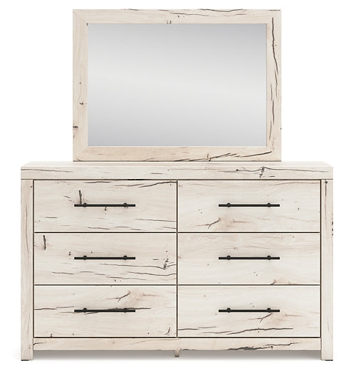 Twin Panel Bed with Mirrored Dresser
