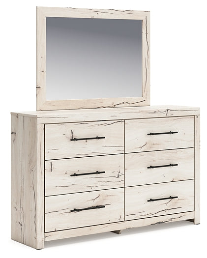 Twin Panel Bed with Mirrored Dresser
