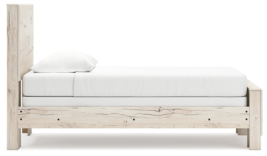 Twin Panel Bed with Mirrored Dresser