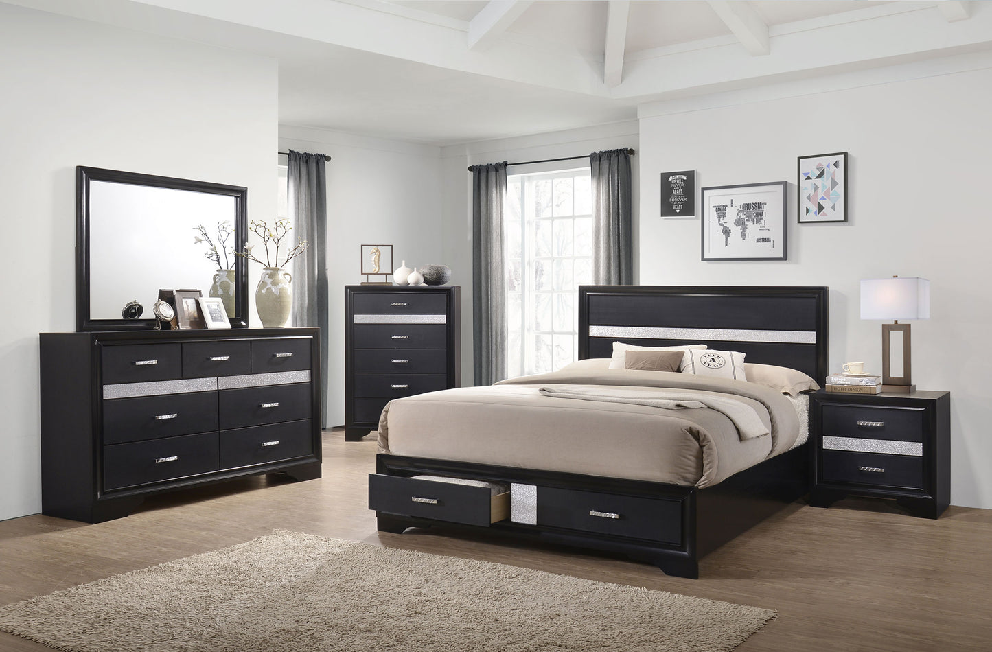 Miranda 3-drawer Nightstand Black