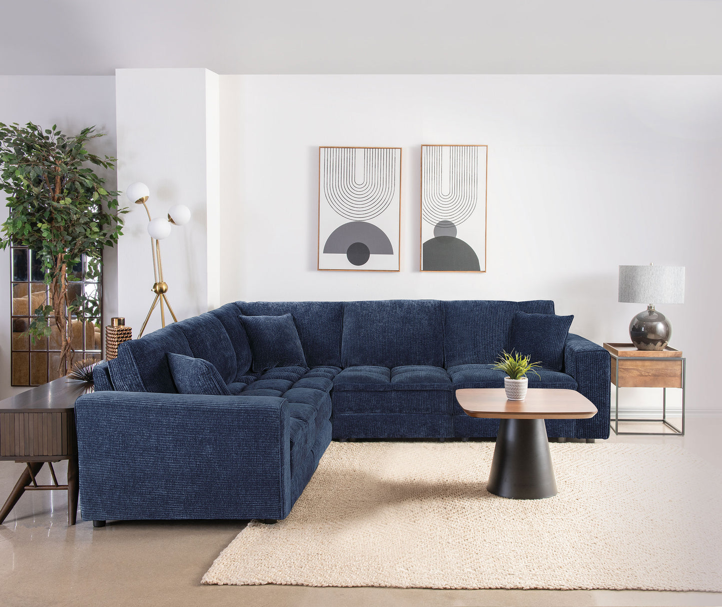 Atlantic Corduroy Upholstered Armless Chair Blue