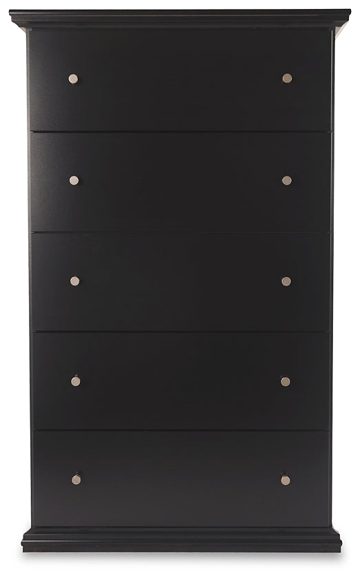 Queen Panel Bed with Mirrored Dresser, Chest and Nightstand