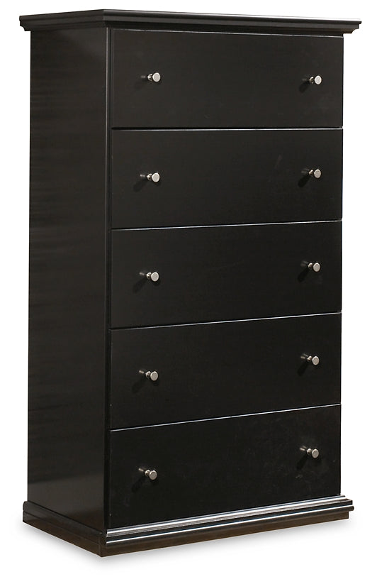Queen Panel Bed with Mirrored Dresser, Chest and Nightstand
