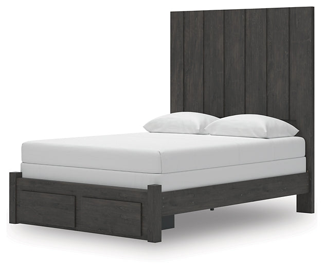 Queen Panel Storage Bed with Mirrored Dresser and Nightstand