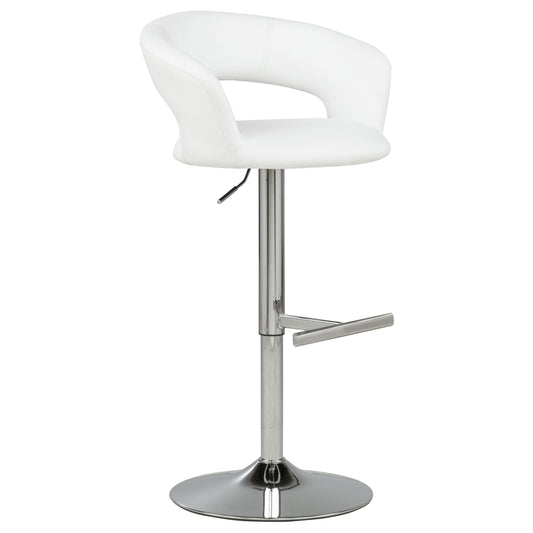 Travia Adjustable Faux Leather Swivel Bar Stool White and Chrome