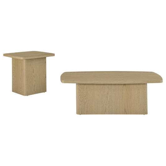 Fraser 2-Piece Greige Pedestal Coffee and End Table Set