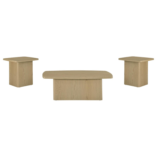 Fraser 3-Piece Greige Pedestal Coffee and End Table Set