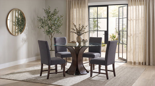 Naser 5-piece 48-inch Round Dining Table Set Grey and Dark Walnut