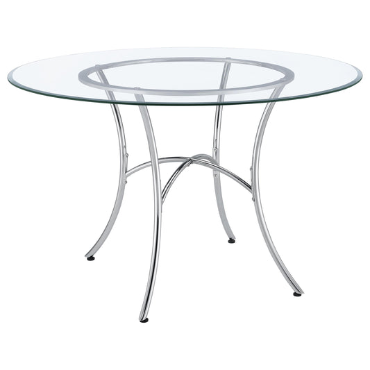 Kline 48-inch Round Glass Top Dining Table Chrome
