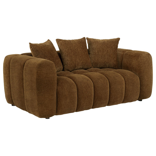 Lazaro Fabric Upholstered Wide Channel Loveseat Bronze