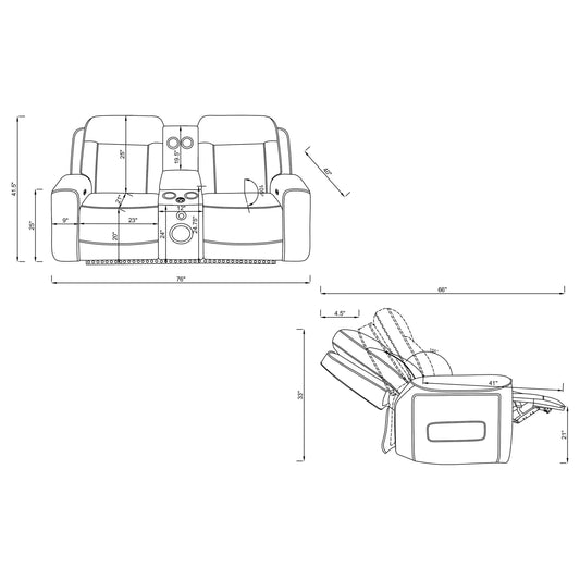 Rojas Dual Power Reclining Loveseat with Bluetooth and LED Lighting Black