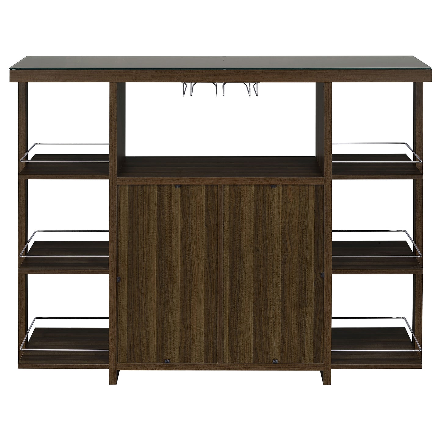 Evelio Bar Unit with Wine Bottle Storage Walnut