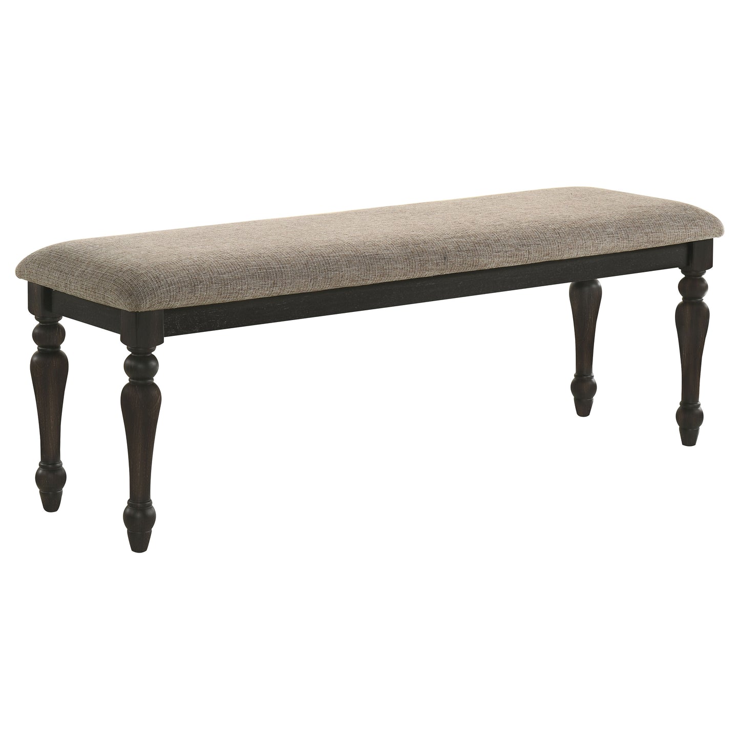 Bridget Upholstered Dining Bench Stone Brown and Charcoal Sandthrough