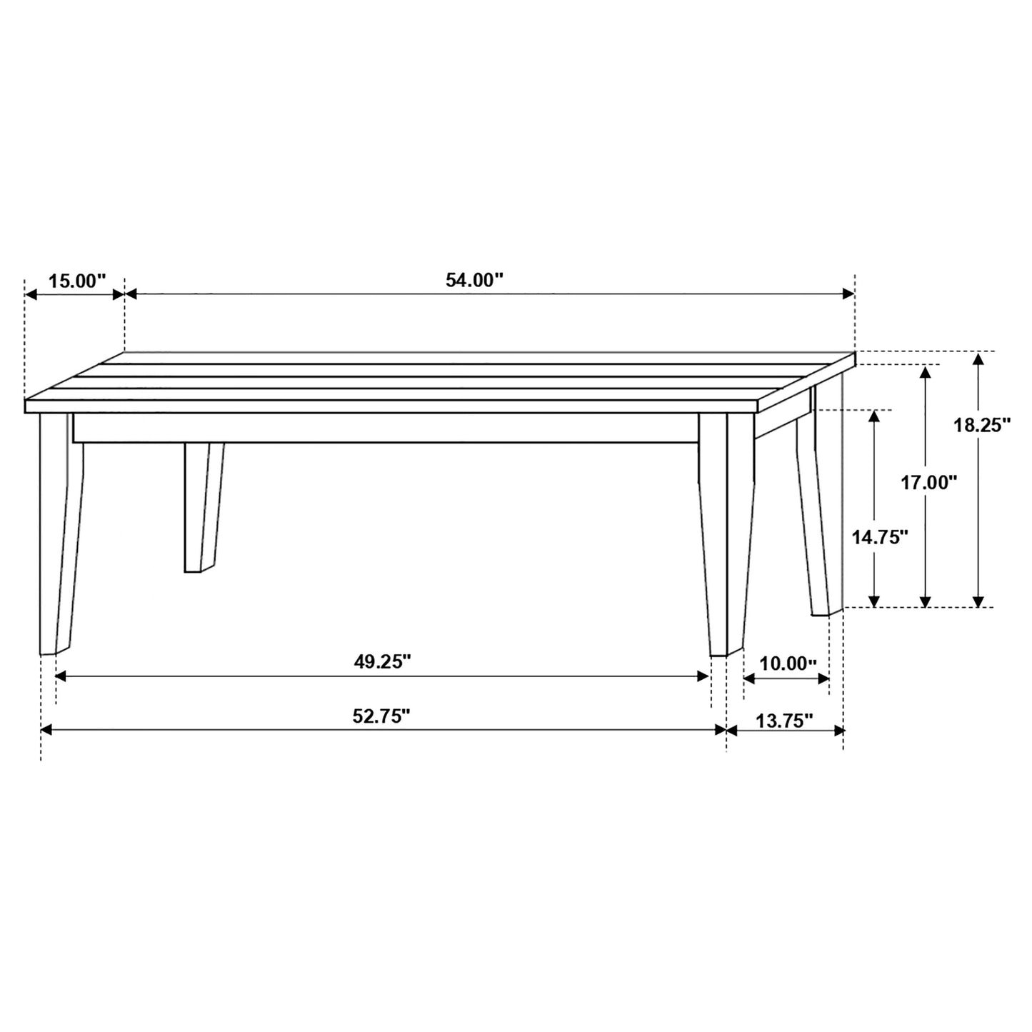 Kingman Rectangular Bench Espresso and White