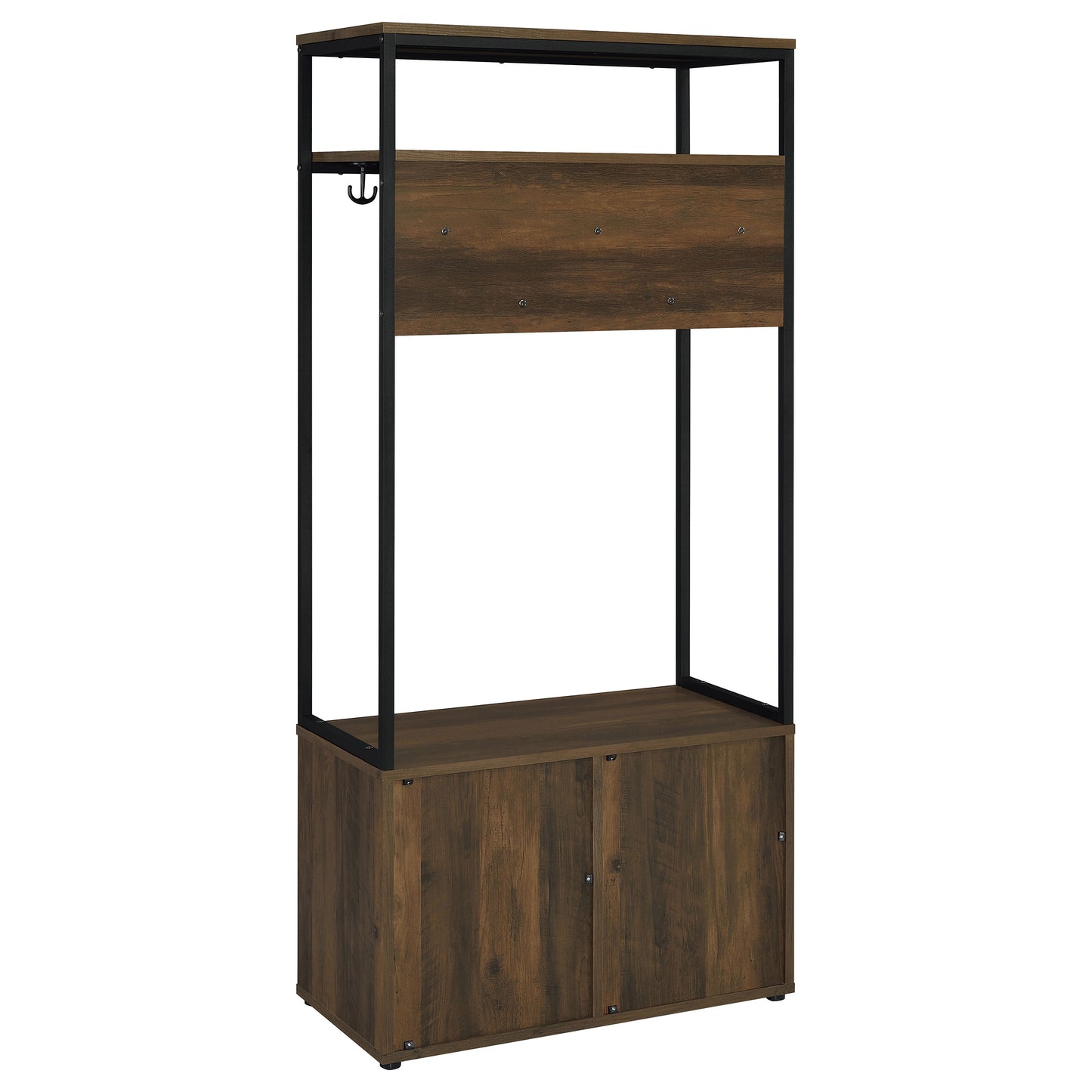 Quincy 2-door Engineered Wood Hall Tree Dark Pine and Black