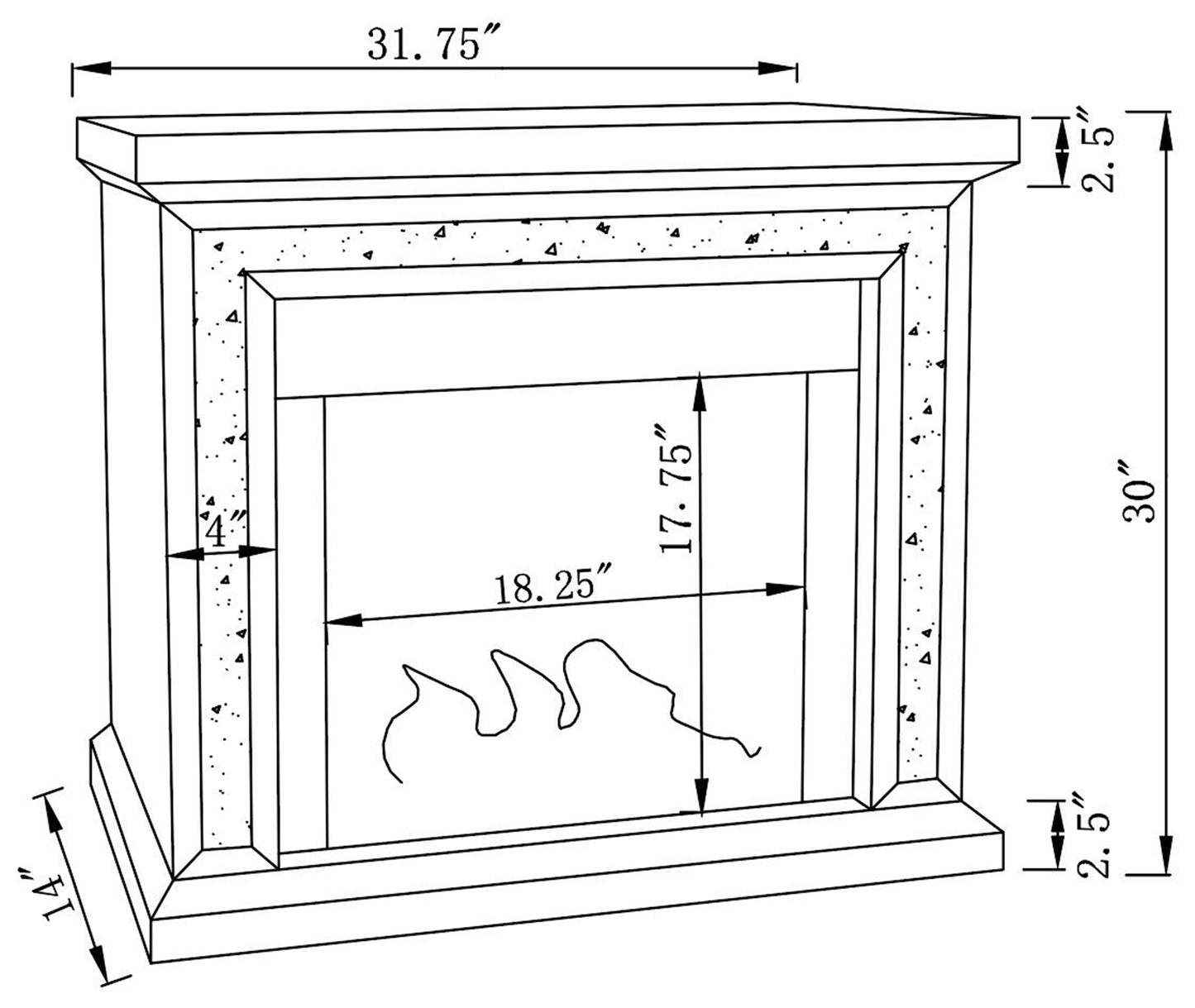 Lorelai Rectangular Freestanding Fireplace Mirror