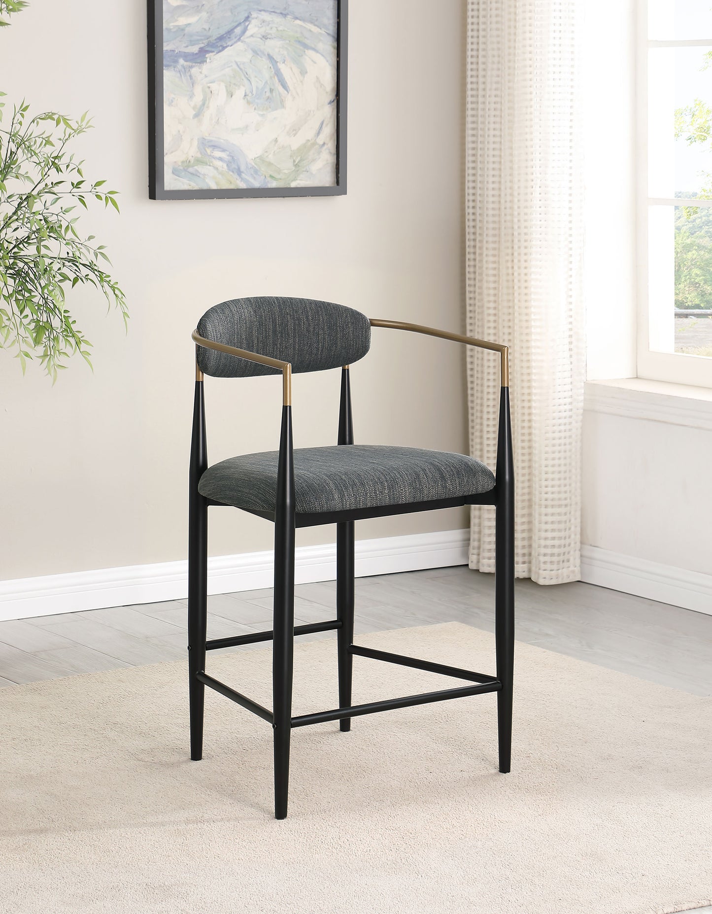 Tina Fabric Upholstered Counter Chair Grey (Set of 2)