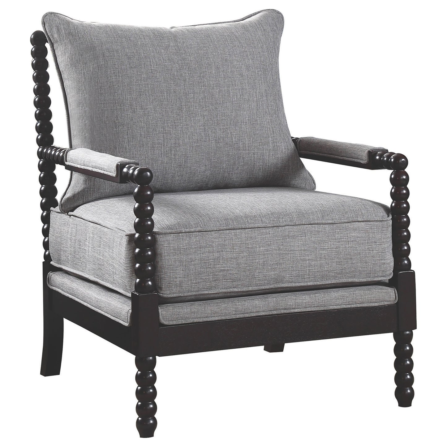 Blanchett Upholstered Bobbin Accent Chair Grey and Cappuccino