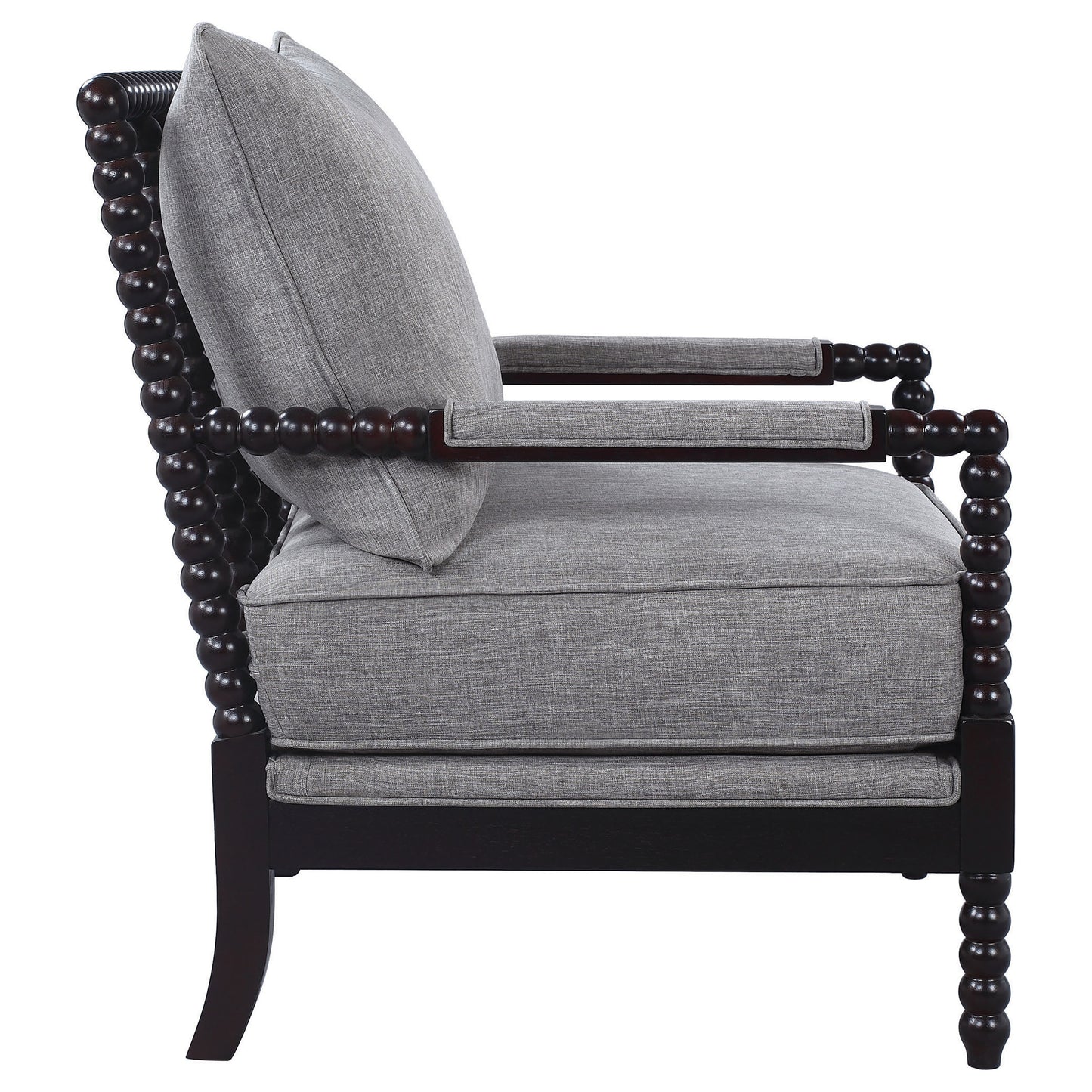 Blanchett Upholstered Bobbin Accent Chair Grey and Cappuccino