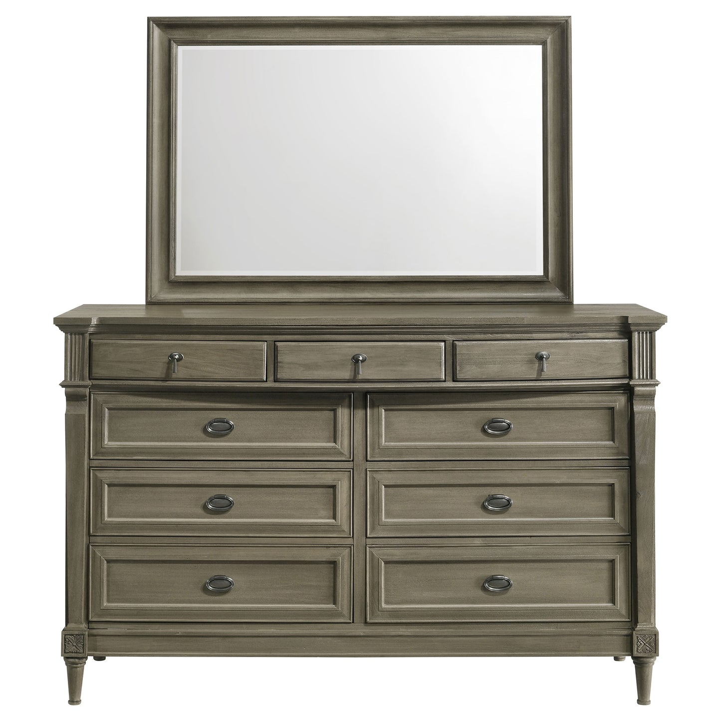 Alderwood 9-drawer Dresser with Mirror French Grey