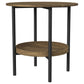 Delfin Round Glass Top End Table with Shelf Black and Brown