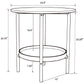 Delfin Round Glass Top End Table with Shelf Black and Brown