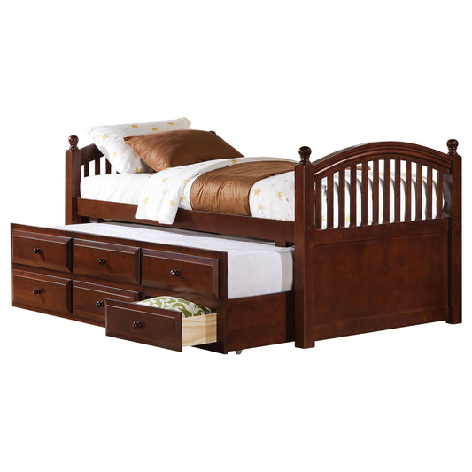 Norwood 3-drawer Twin Bed with Captains Trundle Chestnut