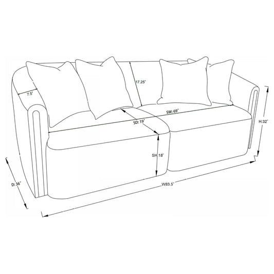 Townsend Chenille Upholstered Rolled Arm Sofa Latte
