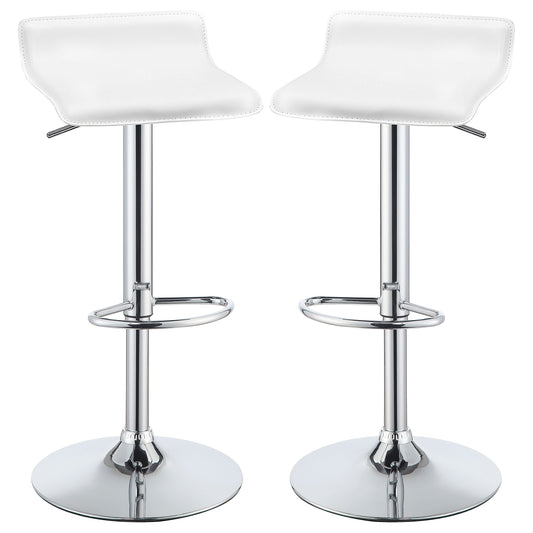 Bidwell 29" Upholstered Backless Adjustable Bar Stools White and Chrome (Set of 2)