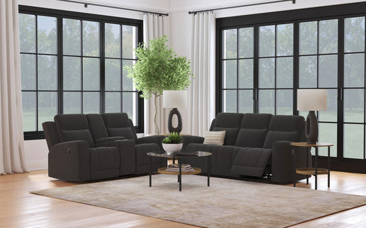 Brentwood 2-piece Upholstered Reclining Sofa Set Black