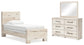 Twin Panel Bed with Mirrored Dresser