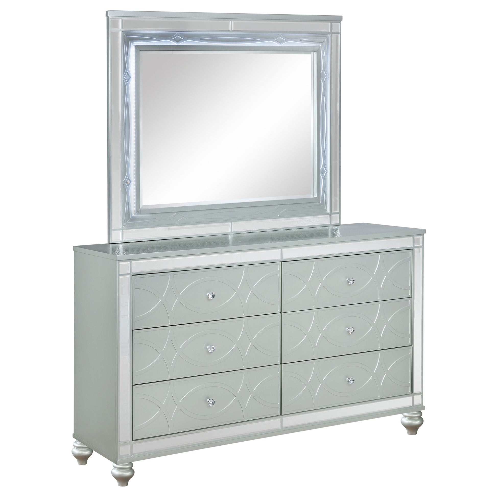 Gunnison 6-drawer Dresser with Mirror Silver Metallic – Furniture Avenue