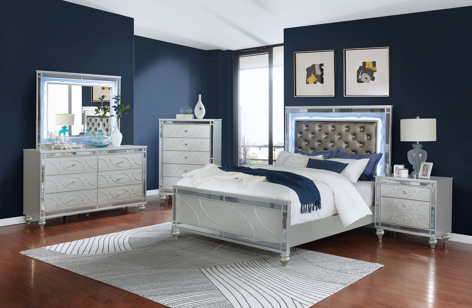 Gunnison 6-drawer Dresser with Mirror Silver Metallic – Furniture Avenue