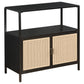 Amherst 2-door Radio Weave Cane Metal Accent Cabinet Black