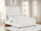 Natasha 65-inch Upholstered Eastern King Wingback Bed Cream