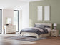 King Panel Bed with Mirrored Dresser and Nightstand