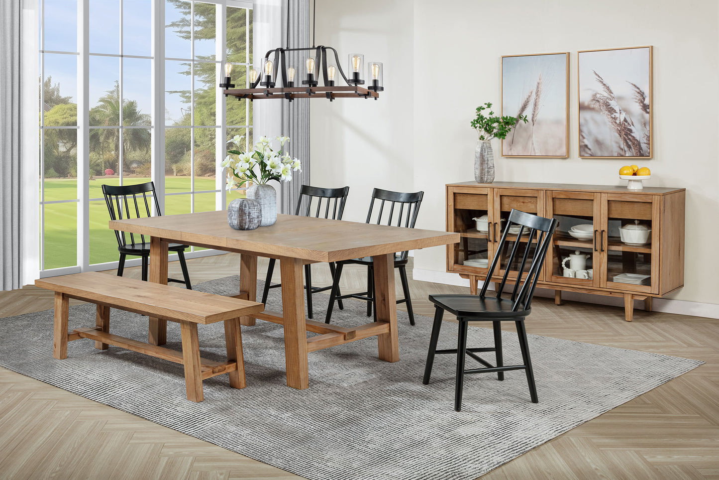 Middleton 76-inch Extension Leaf Dining Table Natural Brown