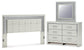 Zyniden King Upholstered Panel Headboard with Mirrored Dresser