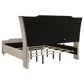 Lorient Queen LED Upholstered Wingback Bed Ivory and Camel